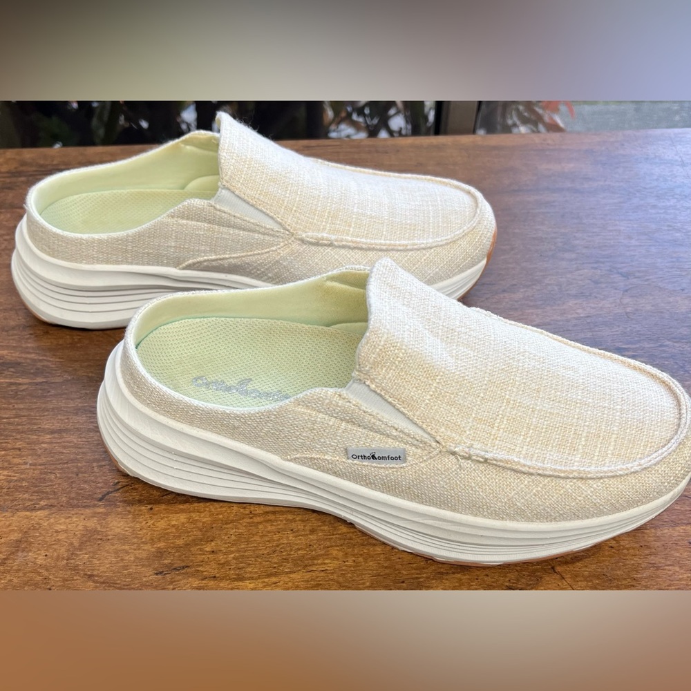 OrthoComfoot Women's 10 Orthopedic Slip On Shoes Arch Support Plantar Fasciitis